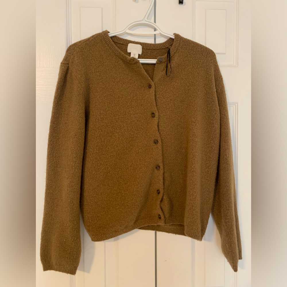 Soft Brown Fawn Teddy Button-Up Sweater Cardigan by H&M